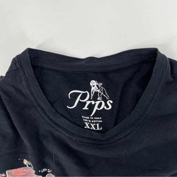 PRPS Shirt Men 2XL Black Red Bruised Never Broken Crippled Angel Graffiti Cotton - Picture 5 of 5